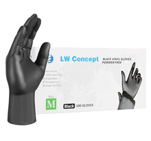 Load image into Gallery viewer, LW Concept - Black Vinyl Gloves, Disposable Non-Sterile Latex-Free Powder-Free Glove pack of 1000 (Black, M/L/XL)