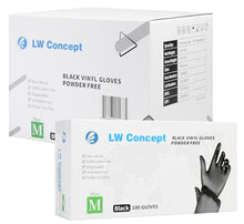 Load image into Gallery viewer, LW Concept - Black Vinyl Gloves, Disposable Non-Sterile Latex-Free Powder-Free Glove pack of 1000 (Black, M/L/XL)