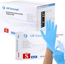 Load image into Gallery viewer, LW Concept Blue Nitrile Gloves,Disposable, Strong, 4mil Cooking Mechanic Gloves, Latex Free Powder Free (1000 pcs,XS -XXL)