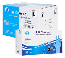 Load image into Gallery viewer, LW Concept Nitrile Blue Gloves - Latex-Free & Powder-Free - (Case of 1,000)