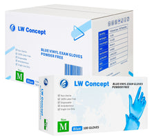 Load image into Gallery viewer, LW Concept Disposable Vinyl Gloves Powder Free, Blue, Non-Medical Use (Case of 1000 / Box of 100)