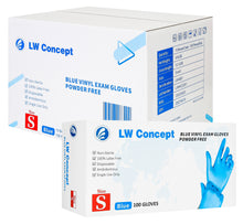 Load image into Gallery viewer, LW Concept Disposable Vinyl Gloves Powder Free, Blue, Non-Medical Use (Case of 1000 / Box of 100)