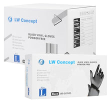 Load image into Gallery viewer, LW Concept - Black Vinyl Gloves, Disposable Non-Sterile Latex-Free Powder-Free Glove pack of 1000 (Black, M/L/XL)
