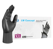 Load image into Gallery viewer, LW Concept - Black Vinyl Gloves, Disposable Non-Sterile Latex-Free Powder-Free Glove pack of 1000 (Black, M/L/XL)
