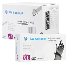 Load image into Gallery viewer, LW Concept - Black Vinyl Gloves, Disposable Non-Sterile Latex-Free Powder-Free Glove pack of 1000 (Black, M/L/XL)
