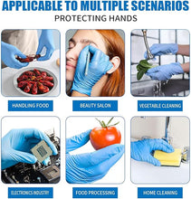 Load image into Gallery viewer, LW Concept Blue Nitrile Gloves,Disposable, Strong, 4mil Cooking Mechanic Gloves, Latex Free Powder Free (1000 pcs,XS -XXL)
