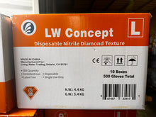 Load image into Gallery viewer, LW Concept Disposable Nitrile Orange Diamond Texture Gloves - Latex-Free &amp; Powder-free ,8 mil (Case of 500)
