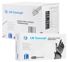 Load image into Gallery viewer, LW Concept Black Vinyl  Gloves - Latex-Free &amp; Powder-Free -LW(Case of 1,000)
