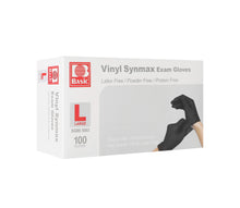 Load image into Gallery viewer, Basic Medical Synmax Vinyl Exam BLACK Gloves - Latex-Free &amp; Powder-Free - Large, SGBE-8003(Case of 1,000)
