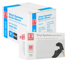 Load image into Gallery viewer, Basic Medical Synmax Vinyl Exam BLACK Gloves - Latex-Free &amp; Powder-Free - Medium, SGBE-8002(Case of 1,000)
