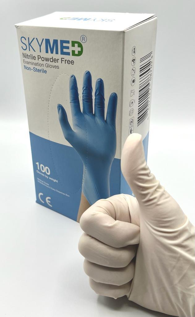 SKYMED Nitrile Gloves White, 100 - 400 - 1000 Pcs, Size  M - L