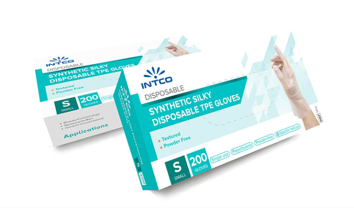 Intco Synthetic Silky Disposable TPE Gloves (Case of 2000 | Box of 200)