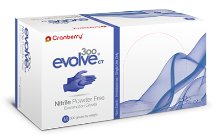 Cranberry Evolve CT Nitrile Power Free Examination Gloves (Case of 3000 / Box of 300)