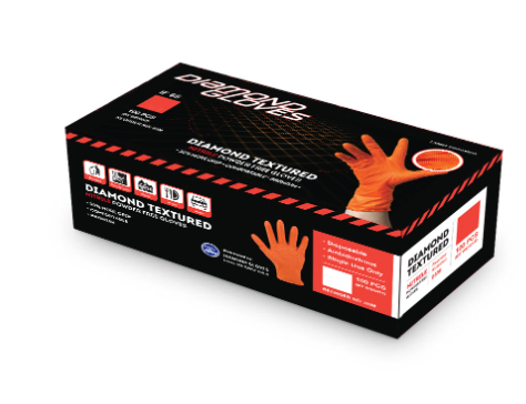 Diamond Gloves IF65 Industrial Powder Free Orange Nitrile (Case of 1000)