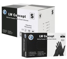 Load image into Gallery viewer, LW Concept Nitrile Black Gloves - Latex-Free &amp; Powder-Free - (Case of 1,000)
