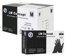 Load image into Gallery viewer, LW Concept Nitrile Black Gloves - Latex-Free &amp; Powder-Free - (Case of 1,000)
