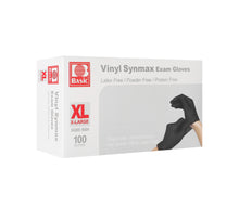 Load image into Gallery viewer, Basic Medical Synmax Vinyl Exam BLACK Gloves - Latex-Free &amp; Powder-Free - X-Large, SGBE-8004(Case of 1,000)
