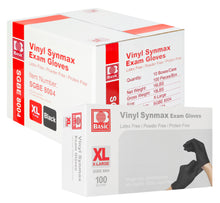 Load image into Gallery viewer, Basic Medical Synmax Vinyl Exam BLACK Gloves - Latex-Free &amp; Powder-Free - X-Large, SGBE-8004(Case of 1,000)
